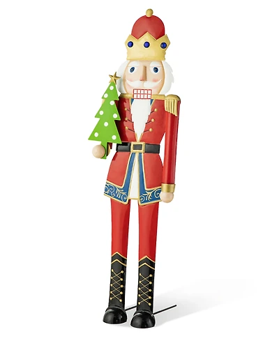 Glitzhome 43.25" H Metal Christmas Nutcracker Yard Stake or Standing Decor or Hanging Decor