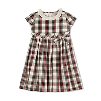 Hope & Henry Big Girls Short Sleeve Ruffle Collar Party Dress with Bow