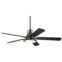 Casa Vieja 60" Wind and Sea Indoor Outdoor Ceiling Fan 5 Blade Led Light Remote Control Oil Rubbed Bronze Finish Bedroom