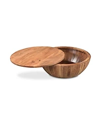 Eske 35.5" Acacia Wood Round Storage Coffee Table