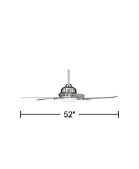 52" Casa Vieja Modern Indoor Ceiling Fan with Led Light Remote Control Brushed Nickel Silver White Opal Glass for Living Kitchen Bedroom Dining R