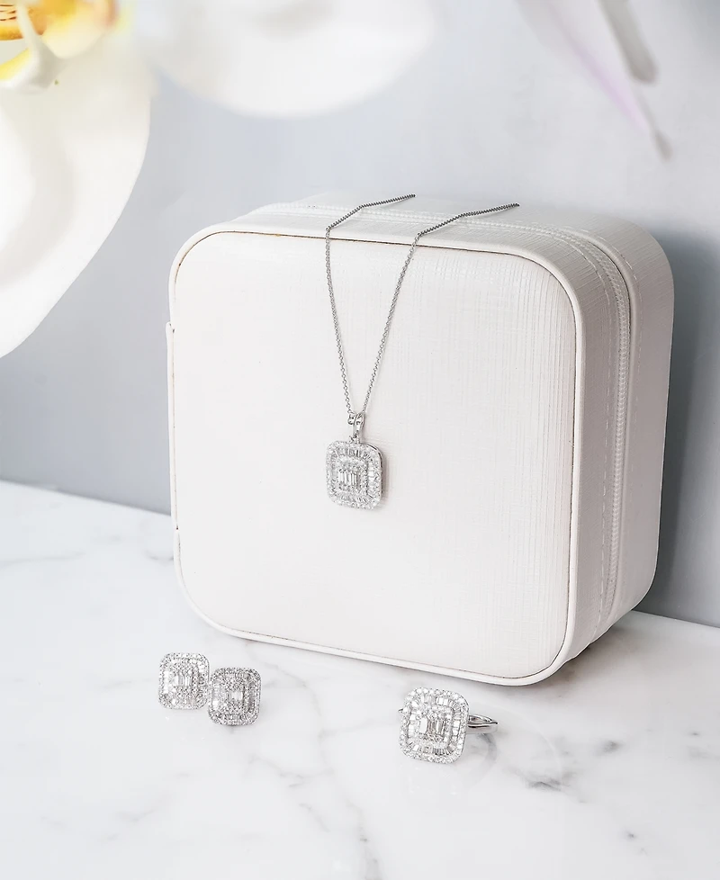 Wrapped in Love Diamond Round & Baguette Square Halo Cluster Ring (1 ct. t.w.) in 14k White Gold, Created for Macy's