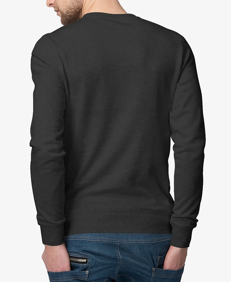 La Pop Art Men's Christmas Peeking Dog Word Art Crewneck Sweatshirt