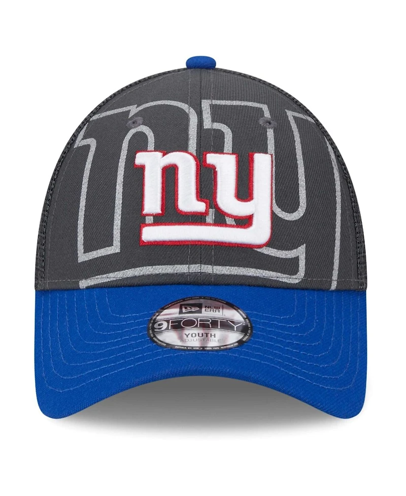 Preschool Boys and Girls New Era Graphite, Royal New York Giants Reflect 9FORTY Adjustable Hat