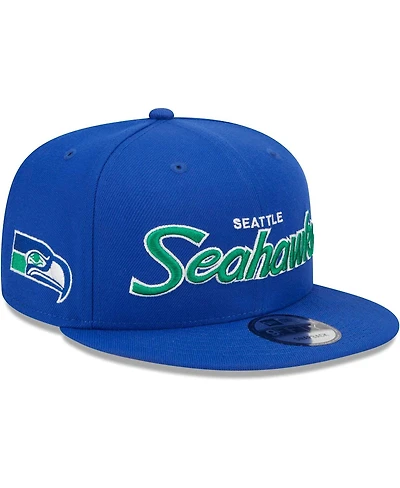 Men's New Era Royal Seattle Seahawks Main Script 9FIFTY Snapback Hat