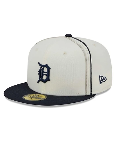 Men's New Era Cream, Navy Detroit Tigers Chrome Sutash 59FIFTY Fitted Hat