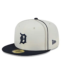 Men's New Era Cream, Navy Detroit Tigers Chrome Sutash 59FIFTY Fitted Hat