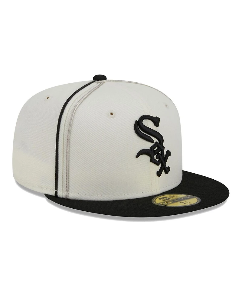 Men's New Era Cream, Black Chicago White Sox Chrome Sutash 59FIFTY Fitted Hat