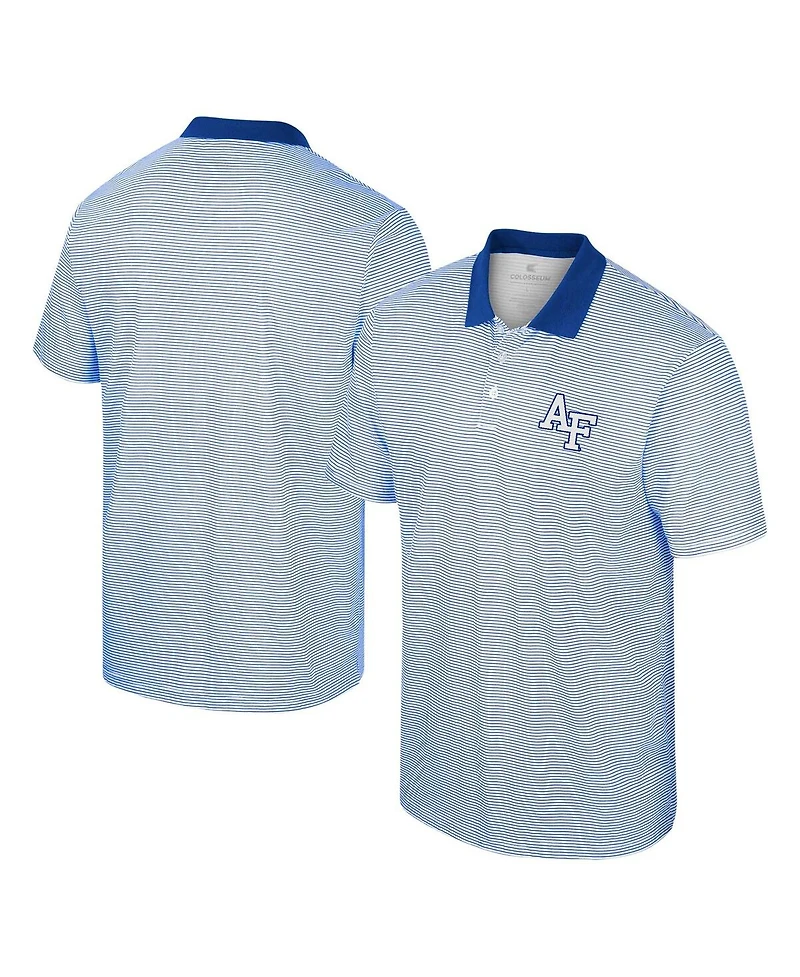 Men's Colosseum White, Royal Air Force Falcons Print Stripe Polo Shirt