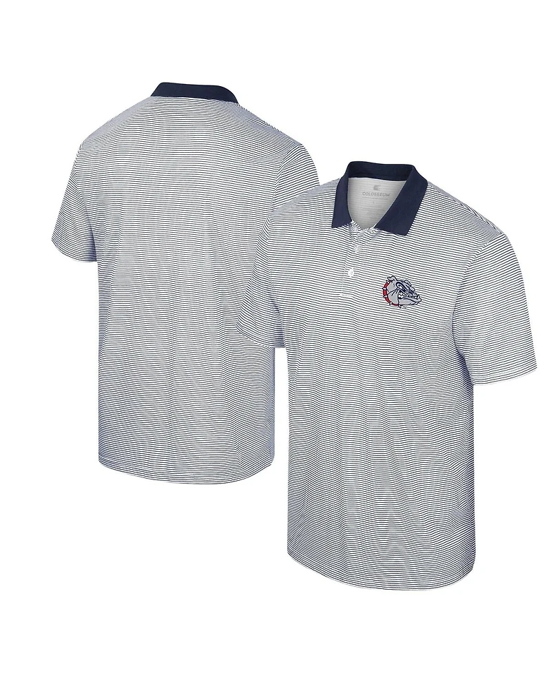 Men's Colosseum White, Navy Gonzaga Bulldogs Print Stripe Polo Shirt