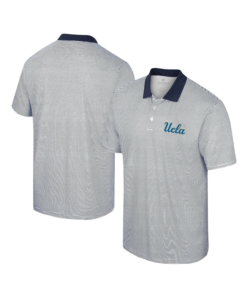 Men's Colosseum White Ucla Bruins Print Stripe Polo Shirt