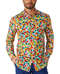 OppoSuits Men's Confetteroni Shirt - Perfect For Parties Confetti Outfit Including 1 Button-Up Long sleeve