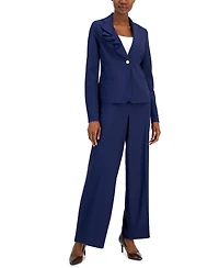 Nipon Boutique Women's Asymmetrical Ruffled One-Button Jacket & Wide-Leg Pant Suit