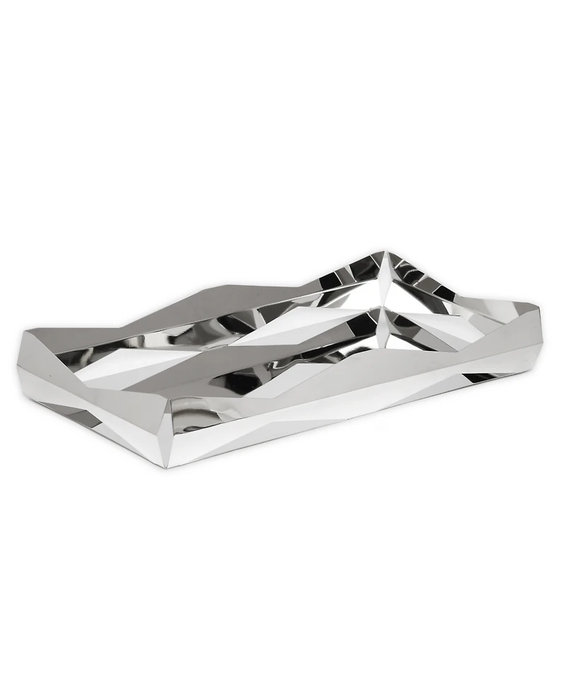 Classic Touch Stainless Steel Oblong Tray with V Design, 15.75" L