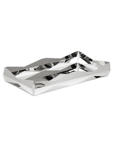 Classic Touch Stainless Steel Oblong Tray with V Design, 15.75" L