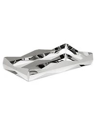 Classic Touch Stainless Steel Oblong Tray with V Design, 15.75" L