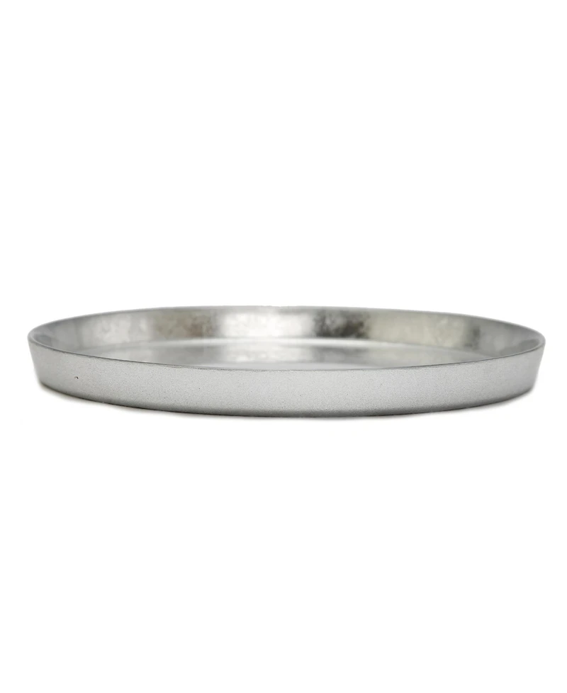 Classic Touch 11" Silver Glitter Dinner Plates with Raised Rim 4 Piece Set, Service for 4