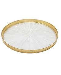 Classic Touch 13" Crystal Glass Chargers with Gold Border 4 Piece Set, Service for 4