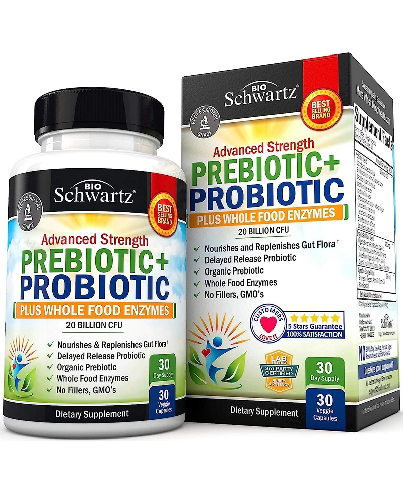 Prebiotics and Probiotic with Whole Food Enzymes for Adults Women & Men - Probiotics Lactobacillus Acidophilus
