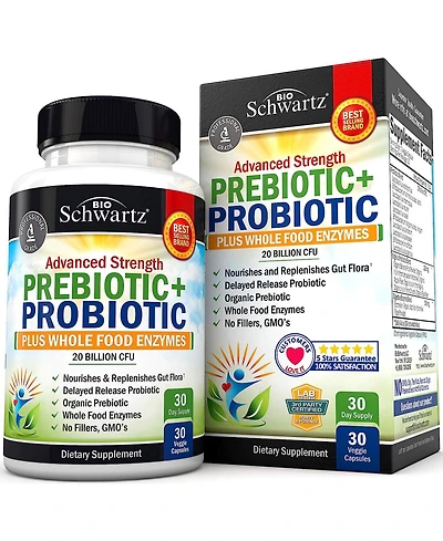 Prebiotics and Probiotic with Whole Food Enzymes for Adults Women & Men - Probiotics Lactobacillus Acidophilus