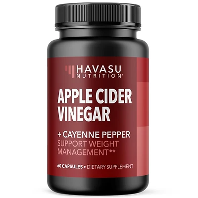 Apple Cider Vinegar Pills, Acv Capsules + Cayenne Pepper, Appetite Suppressant for Weight Loss, Havasu Nutrition, 60ct