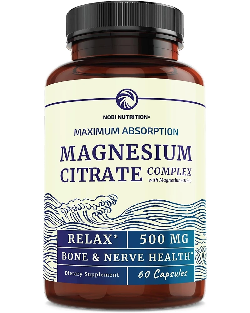 Nobi Nutrition Magnesium Complex Capsules, Magnesium Oxide, Magnesium Citrate, Nobi Nutrition, 60ct