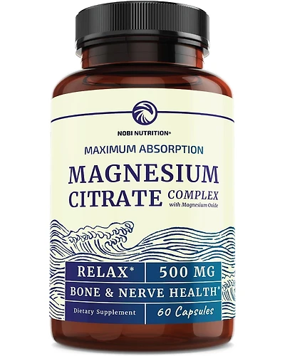 Nobi Nutrition Magnesium Complex Capsules, Magnesium Oxide, Magnesium Citrate, Nobi Nutrition, 60ct
