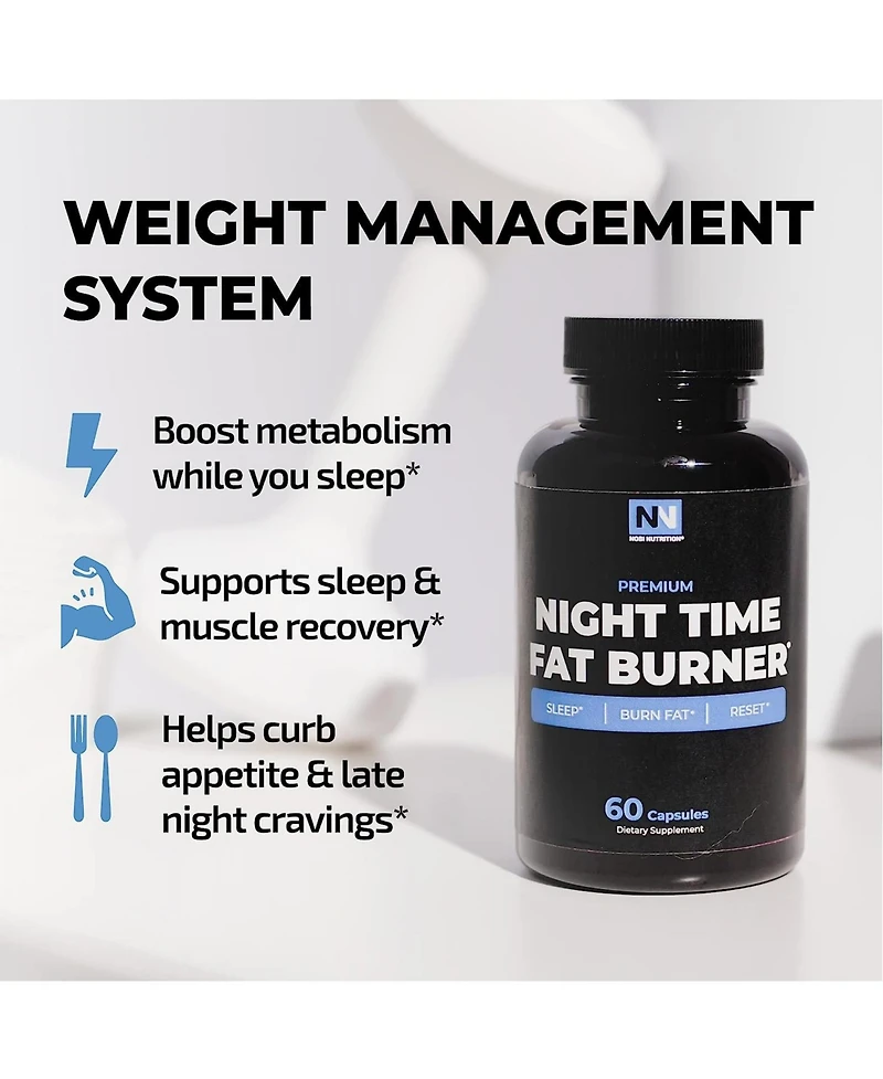 Nobi Nutrition Night Time Fat Burner Capsules, Nobi Nutrition, 60ct