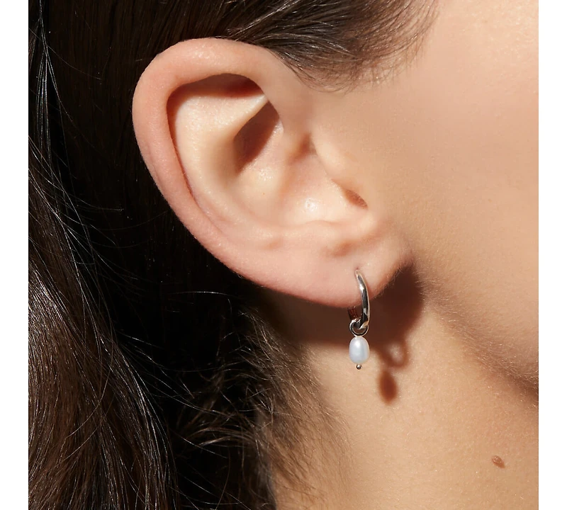 Ana Luisa Pearl Huggie Hoops - Frida Silver