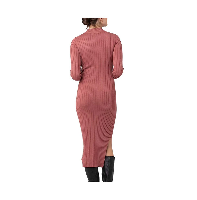 Ripe Maternity Nella Rib Nursing Knit Dress Rouge