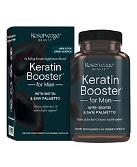 Reserveage Keratin Hair Booster for Men, Helps Block Dht to Reduce Baldness by Supporting Hair Growth with Saw Palmetto, Biotin, and Beta Sitosterol,