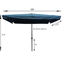 Simplie Fun 10 X 6.5FT Rectangular Patio Umbrella Outdoor Market Umbrellas With Crank And Push Button