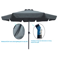 Streamdale Furniture Outdoor Patio Umbrella 10FT With Flap, 8 Pieces Ribs With Tilt An Crank, Without Base