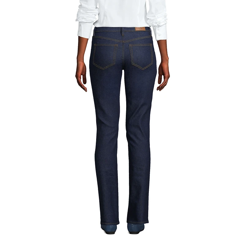 Lands' End Petite Recover Mid Rise Straight Leg Blue Jeans