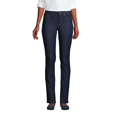 Lands' End Petite Recover Mid Rise Straight Leg Blue Jeans