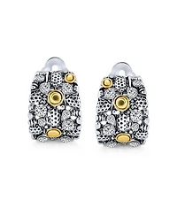 Bling Jewelry Steampunk Crystal Half Hoop Clip-On Earrings Non-Pierced Ears Silver Gold Tone