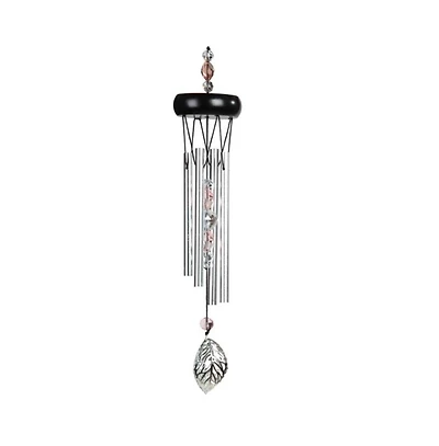 15" Long Pink Wooden Top Gem Wind Chime