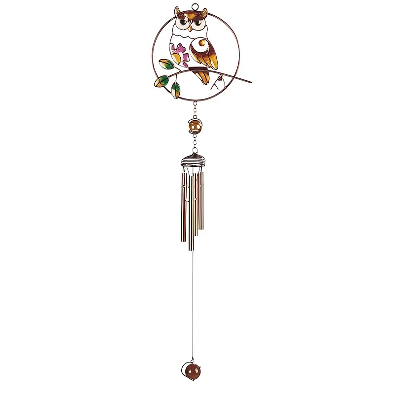 Fc Design 28" Long Owl Wind Chime with Gem Home Decor Perfect Gift for House Warming, Holidays and Birthdays