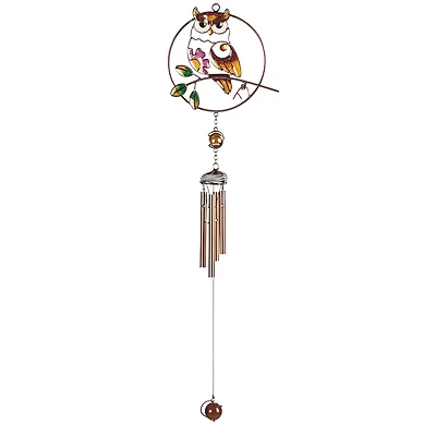 Fc Design 28" Long Owl Wind Chime with Gem Home Decor Perfect Gift for House Warming, Holidays and Birthdays