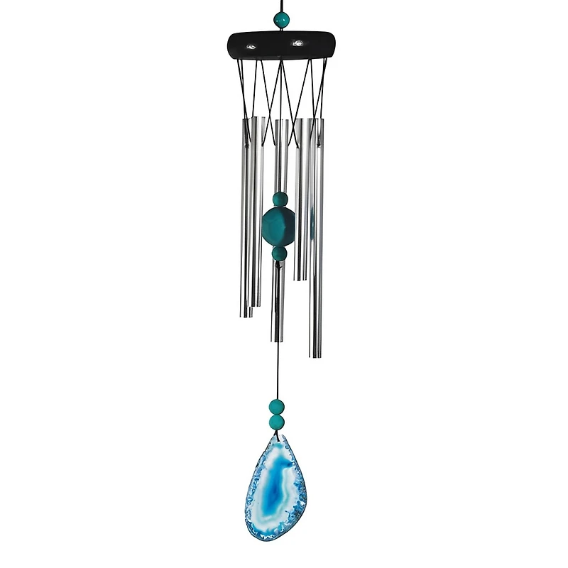 Fc Design 20" Long Wooden Top Geode Wind Chime with Gem Home Decor Perfect Gift for House Warming
