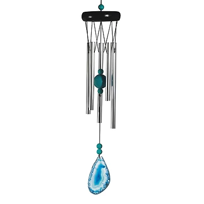 Fc Design 20" Long Wooden Top Geode Wind Chime with Gem Home Decor Perfect Gift for House Warming