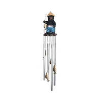 23" Long Fishing Bear Round Top Wind Chime