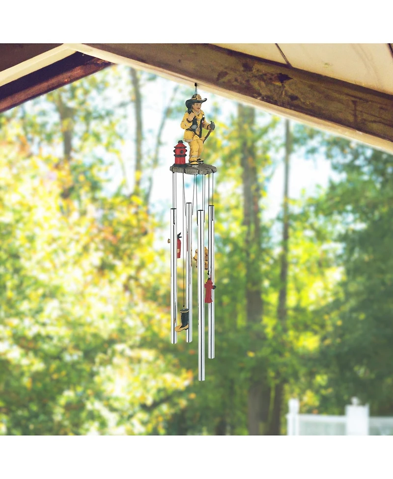 23" Long Us Fireman on Call Round Top Wind Chime