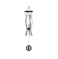33" Long Wooden Top Geode Wind Chime Wavy Tube
