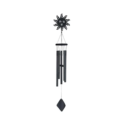 41" Long Black Sun Wood/Metal Silhouette Wind Chime