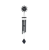 41" Long Black Sun Wood/Metal Silhouette Wind Chime