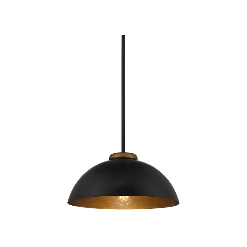 Janie Black Gold Pendant Light 15.50" Wide Modern Industrial Dome Metal Shade Fixture for Dining Room House Foyer Kitchen Entryway Bedroom Living