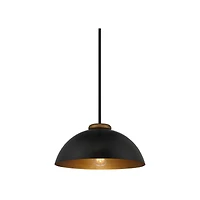 Janie Black Gold Pendant Light 15.50" Wide Modern Industrial Dome Metal Shade Fixture for Dining Room House Foyer Kitchen Entryway Bedroom Living