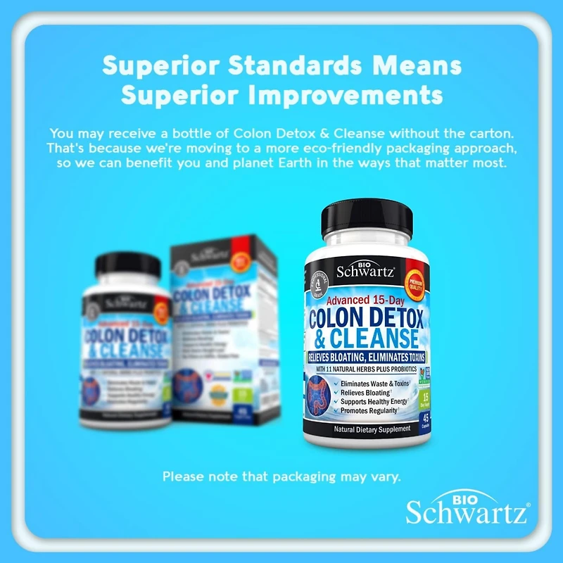 BioSchwartz Colon Cleanser & Detox for Weight Loss - 15 Day Fast-Acting Cleanse, Probiotic Fiber, Noni