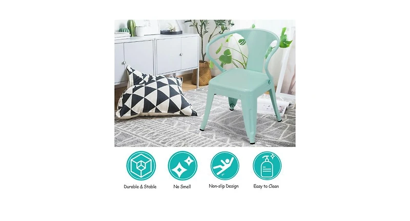 Set of 2 Steel Armchair Stackable Kids Chairs-Green